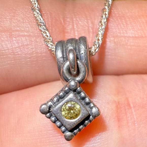 PANDORA Sterling Silver Charm Pendant 16” Rope Necklace ALE Retired Zirconia - Picture 11 of 12